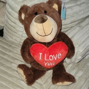 Adorable Brown Teddy Bear with Red Heart